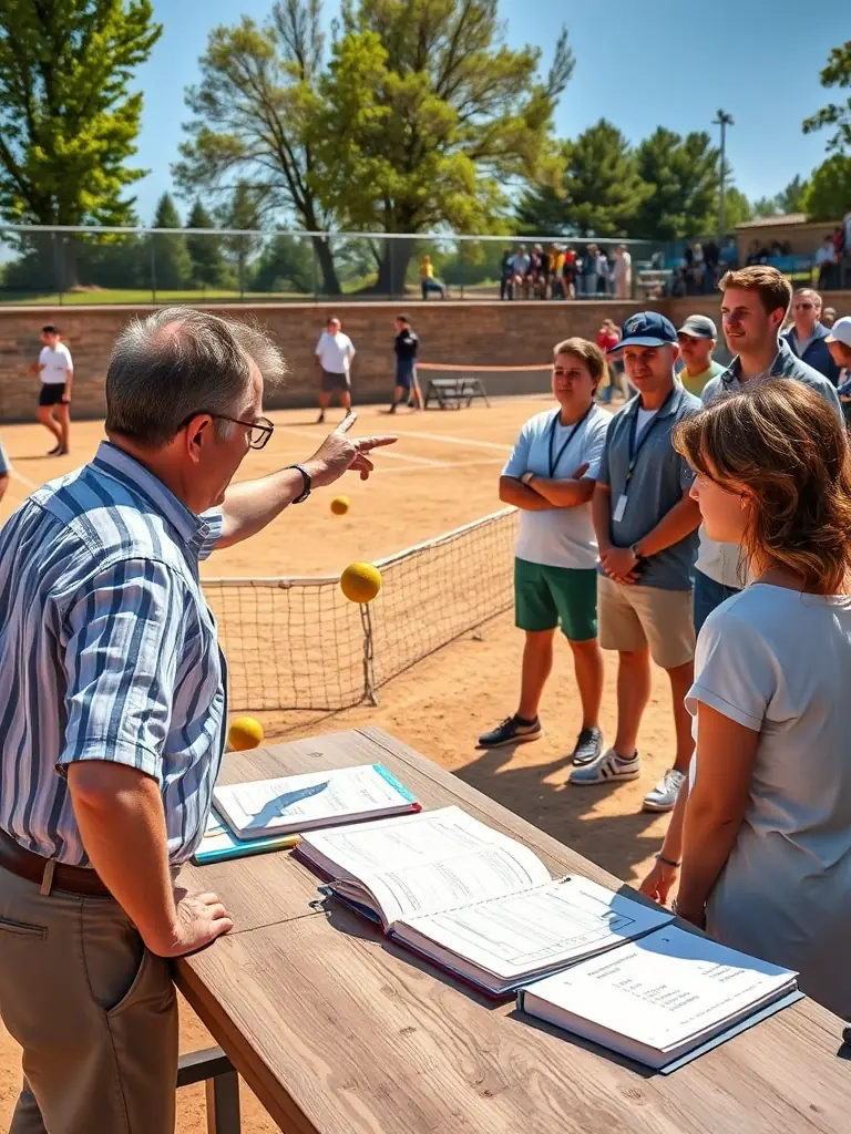 An image depicting a training workshop led by an experienced boules coach, focusing on advanced strategies and precision aiming for LA BOULE NEUVICOISE members.